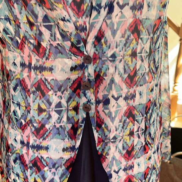 NWOT Chenault Aztec Pattern Sheer Sleeveless Blouse - Picture 8 of 10